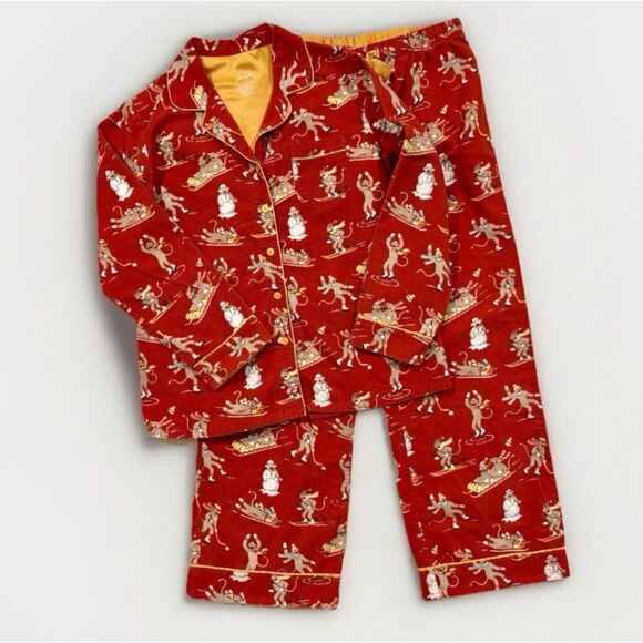 Nick & Nora Womens Medium Red
Flannel Pajamas Sock Monkeys
Skating Orange Trim - Picture 1 of 3
